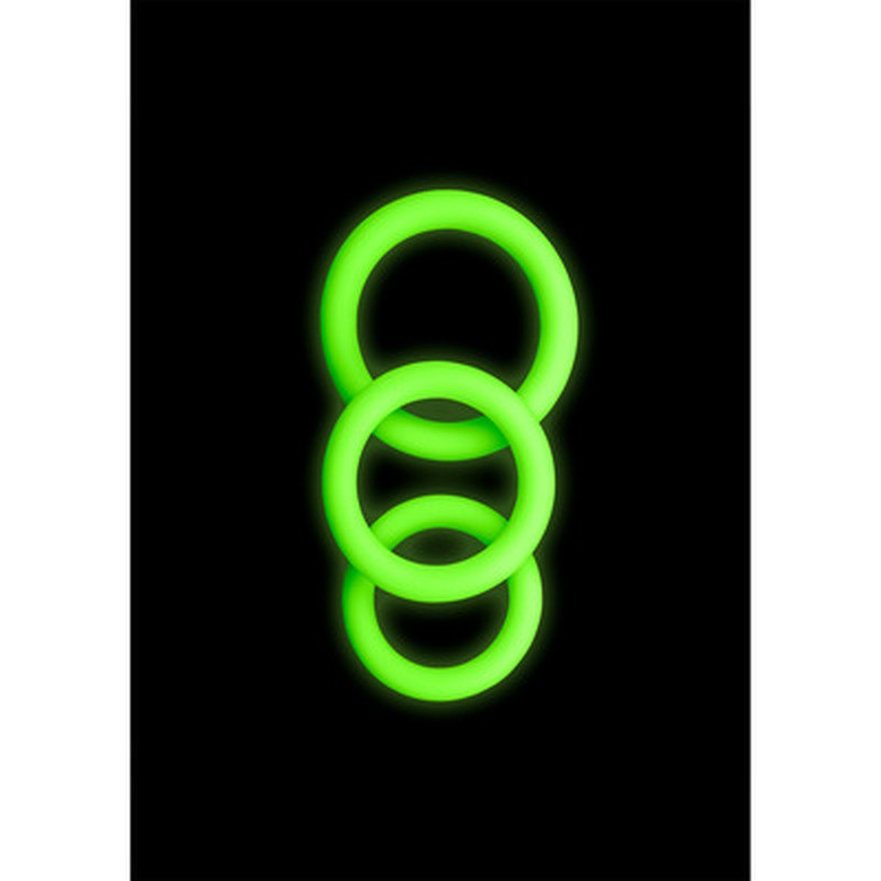 CONJUNTO DE 3 ANÉIS PARA O PÉNIS GLOW IN THE DARK OUCH! - Lust Sexshop