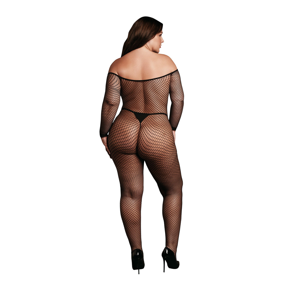 LE DÉSIR BODYSTOCKING OFFSHOULDER NECK QUEEN SIZE BLACK