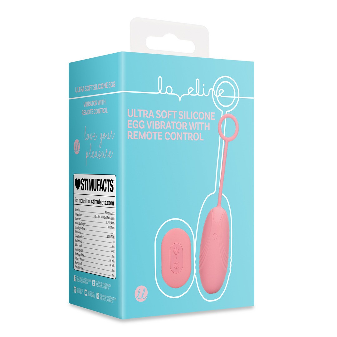 LOVELINE ULTRA SOFT SILICONE EGG VIBRATOR WITH REMOTE CONTROL PINK ARABESQUE