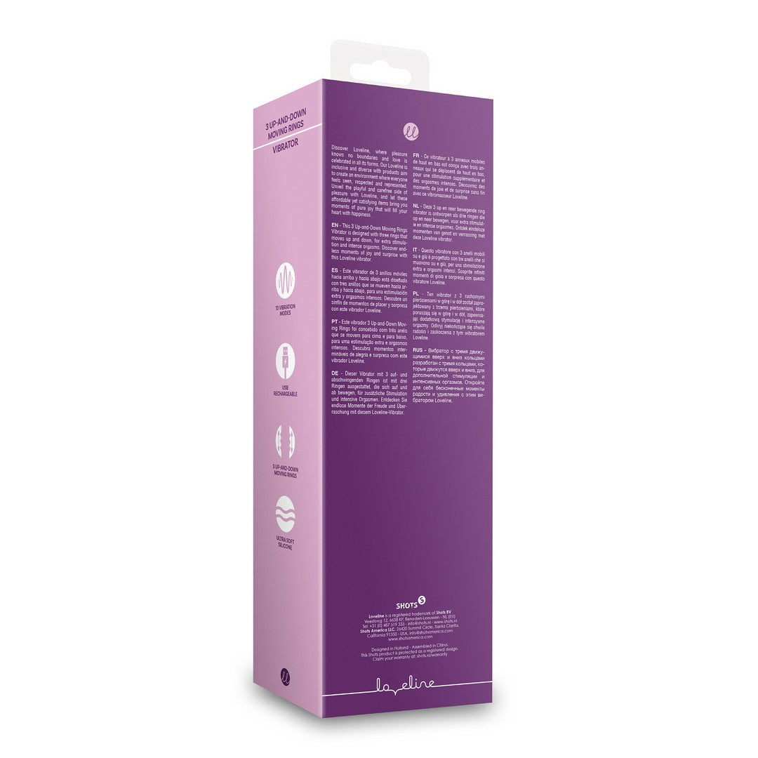 VIBRADOR 3 UP-AND-DOWN MOVING RINGS ORCHIDEE PURPLE LOVELINE