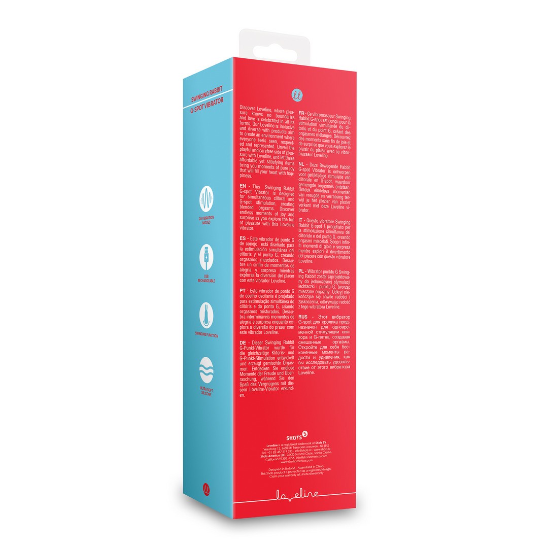 VIBRADOR SWINGING RABBIT G-SPOT BRIGHTO RED LOVELINE