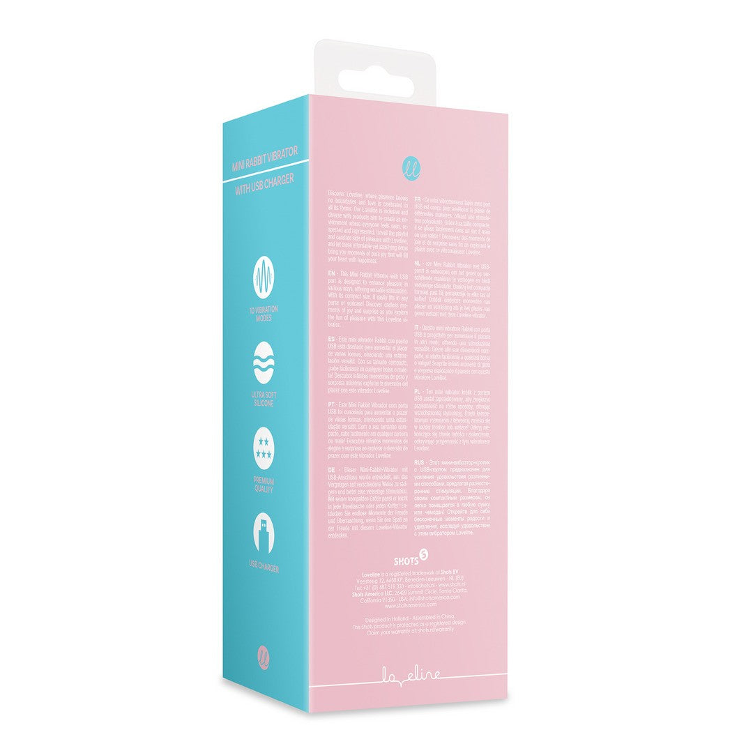 LOVELINE MINI RABBIT VIBRATOR WITH USB CHARGER ARCTIC BLUE
