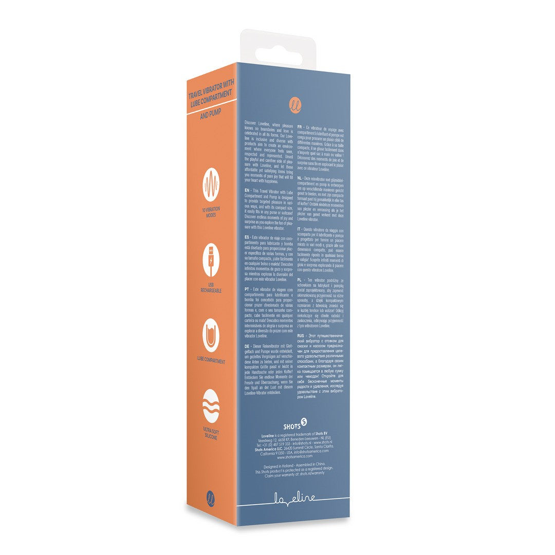VIBRADOR DE VIAGEM COM COMPARTIMENTO PARA LUBRIFICANTE BLUE HORIZON LOVELINE