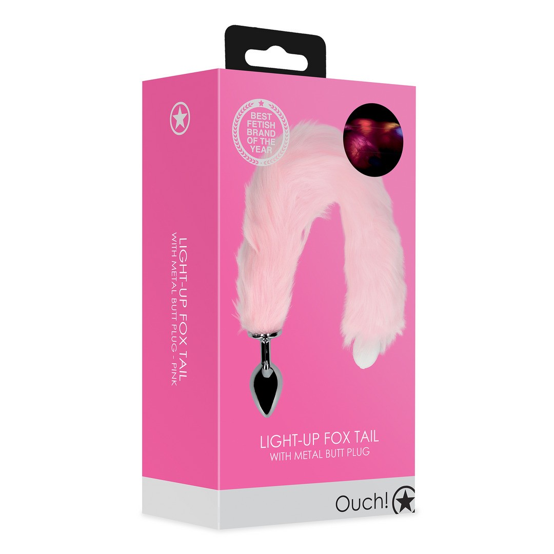 PLUG ANAL COM CAUDA DE RAPOSA ROSA LUMINOSA OUCH! - Lust Sexshop