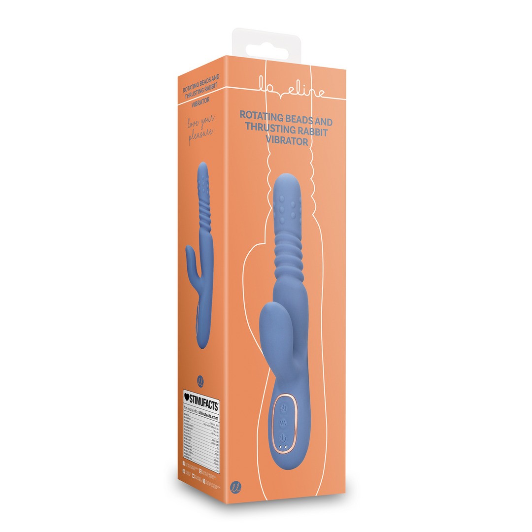 LOVELINE ROTATING BEADS AND THRUSTING RABBIT VIBRATOR  BLUE NOVA 