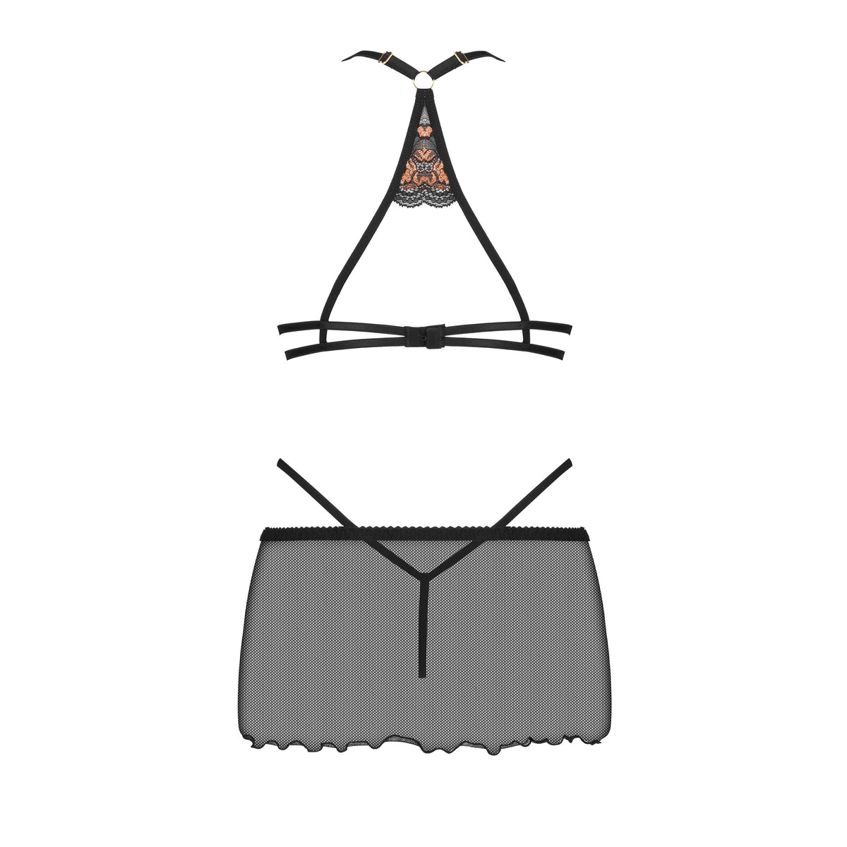 CAMISA DE NOITE E TANGA GOLDIE PRETA BEAUTY NIGHT FASHION
