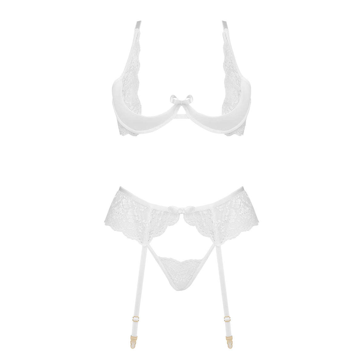 CONJUNTO DE 3 PEÇAS ROSE BRANCO BEAUTY NIGHT FASHION