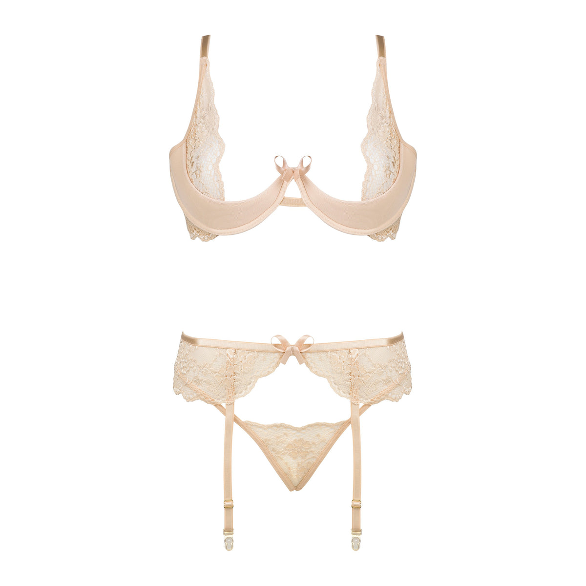 BEAUTY NIGHT FASHION ROSE 3 PIECE SET NUDE