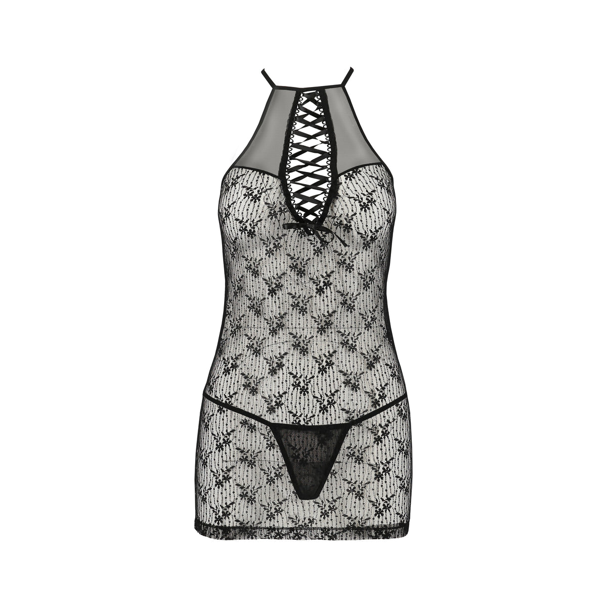 PASSION EROTIC LINE AZALIA CHEMISE AND THONG BLACK  