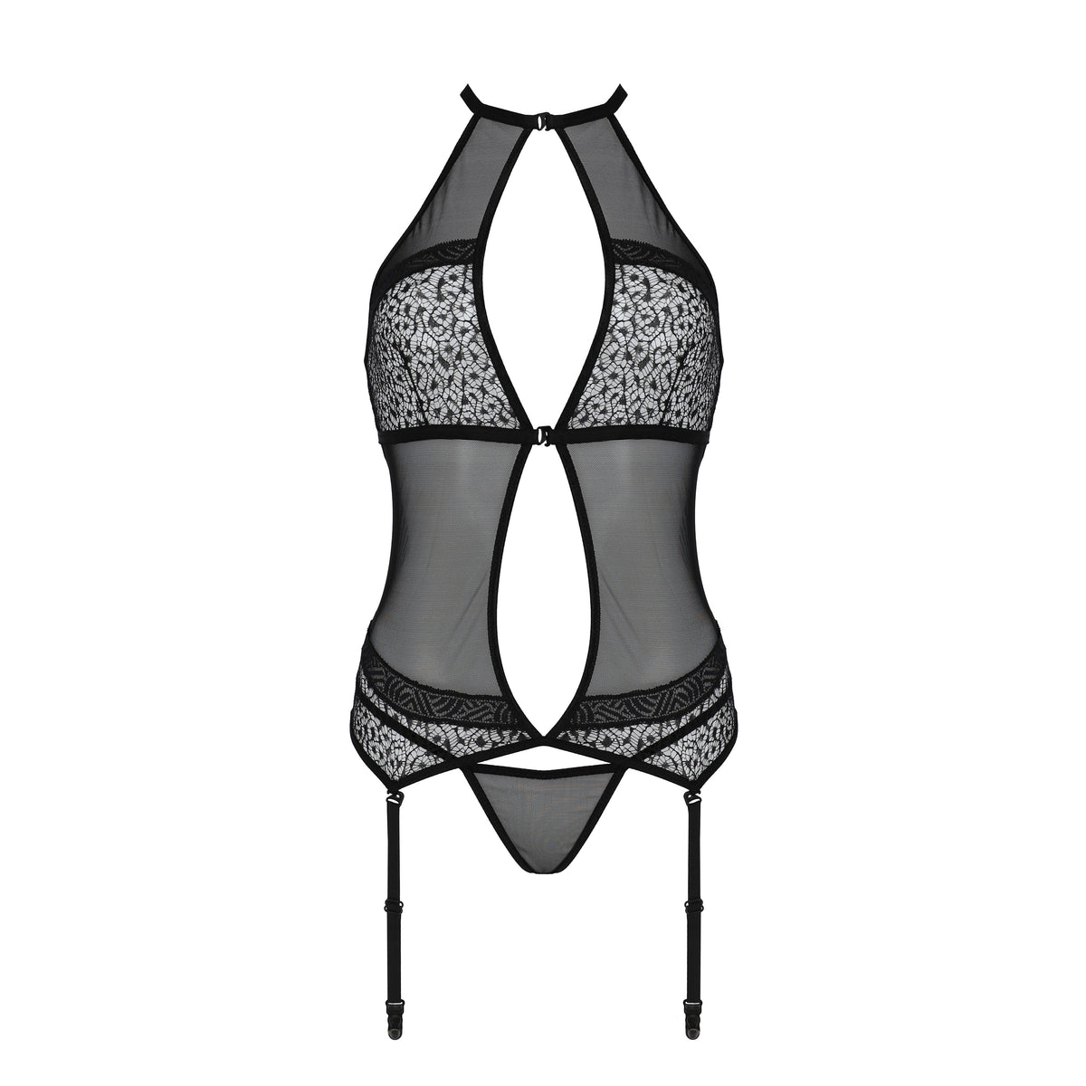 CORPETE E TANGA SATARA PRETO EROTIC LINE PASSION
