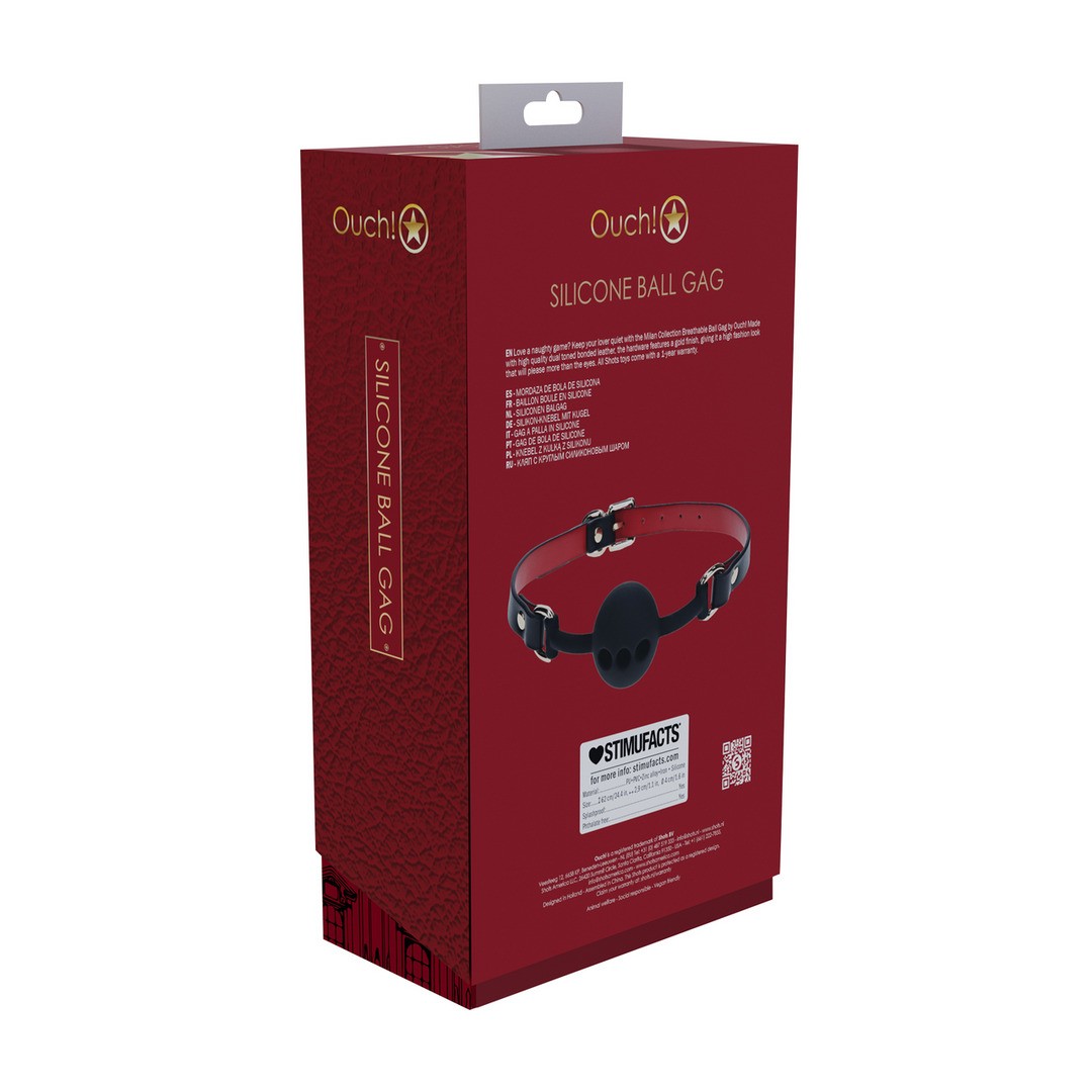 OUCH! MILAN COLLECTION SILICONE BALL GAG BLACK/RED