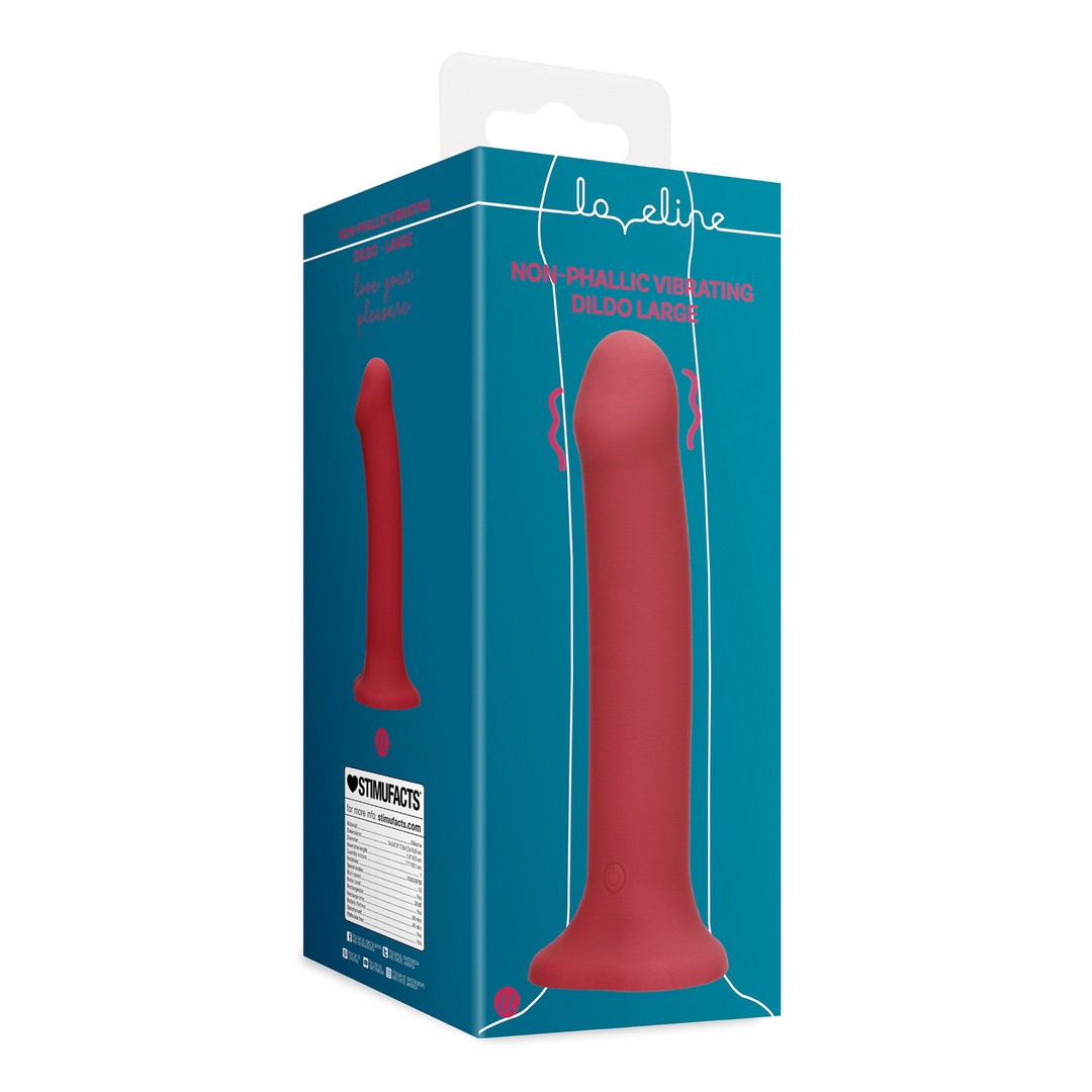 LOVELINE NON-PHALLIC VIBRATING DILDO LARGE RASPBERRY RED 