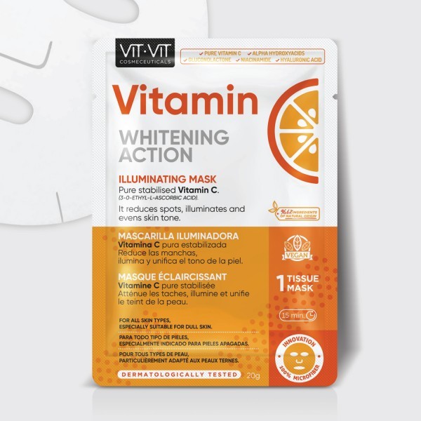 MÁSCARA DE TECIDO FACIAL VITAMIN C VIT VIT COSMETICS 20GR