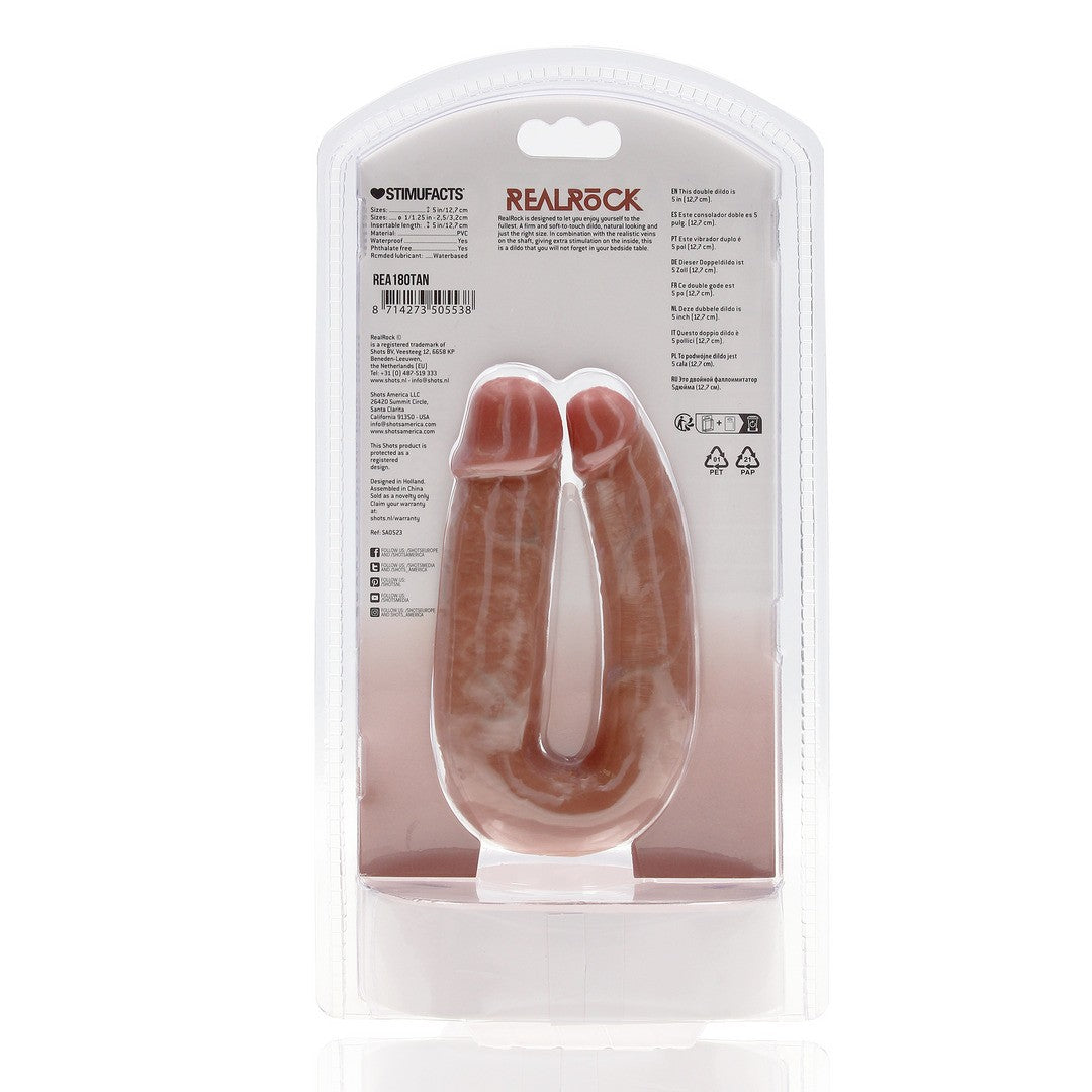 DILDO DUPLO U SHAPED DOUBLE DILDO 5 /12,7 CM TAN REALROCK - Lust Sexshop