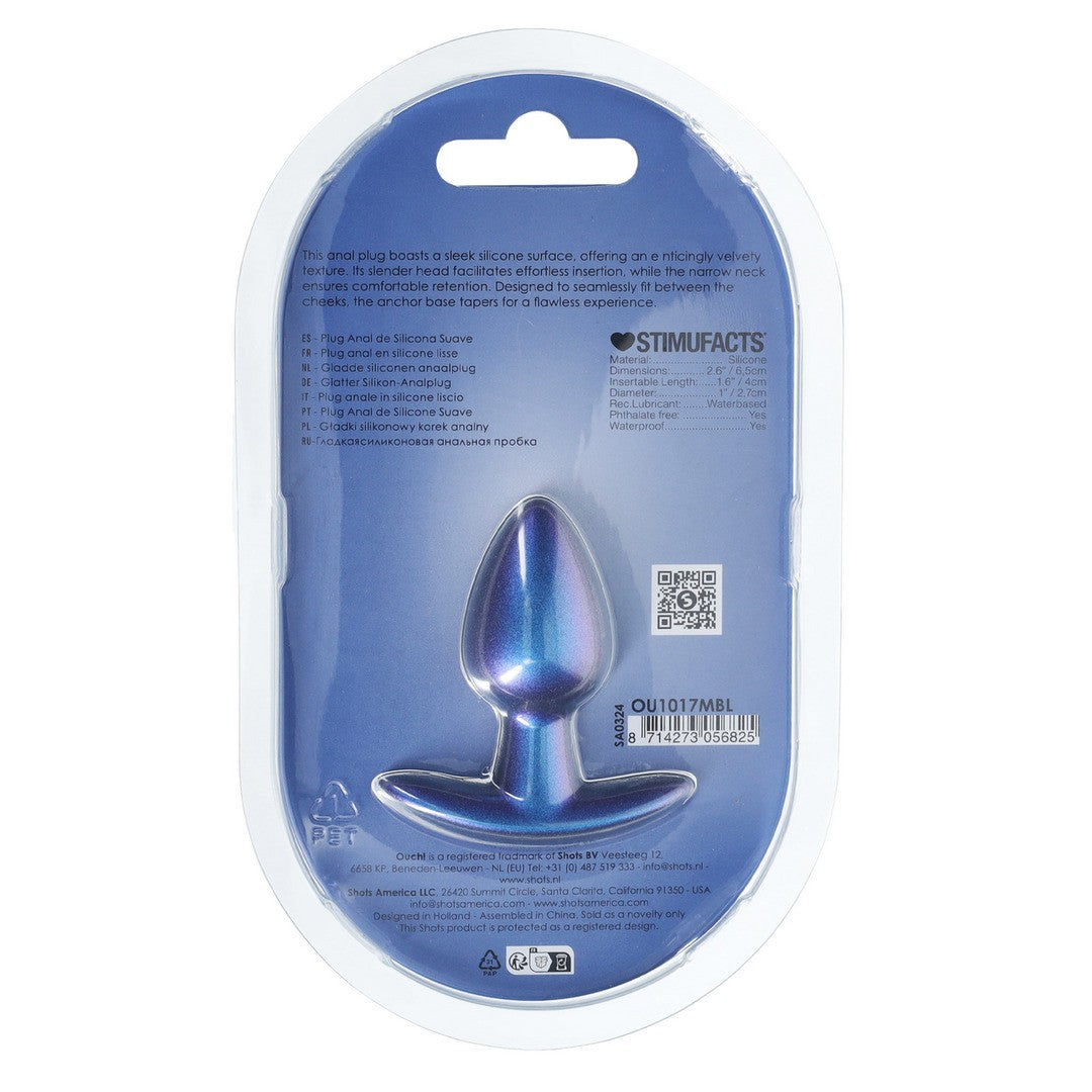 PLUG ANAL SMOOTH SILICONE SMALL 2.6 /6,5 CM METALLIC BLUE OUCH!