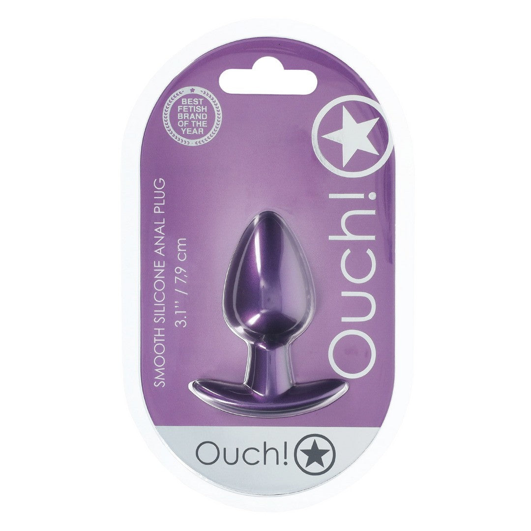 OUCH! SMOOTH SILICONE ANAL PLUG MEDIUM 3,1 /7,9 CM METALLIC PURPLE