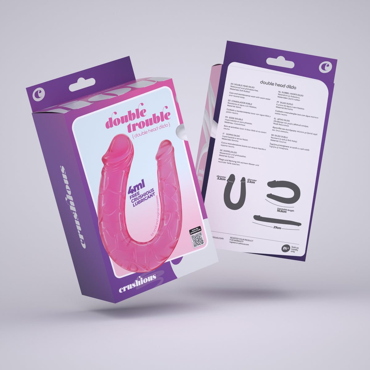 DILDO DUPLO DOUBLE TROUBLE CRUSHIOUS ROSA - Lust Sexshop