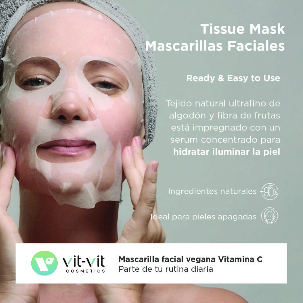 MÁSCARA DE TECIDO FACIAL VITAMIN C VIT VIT COSMETICS 20GR