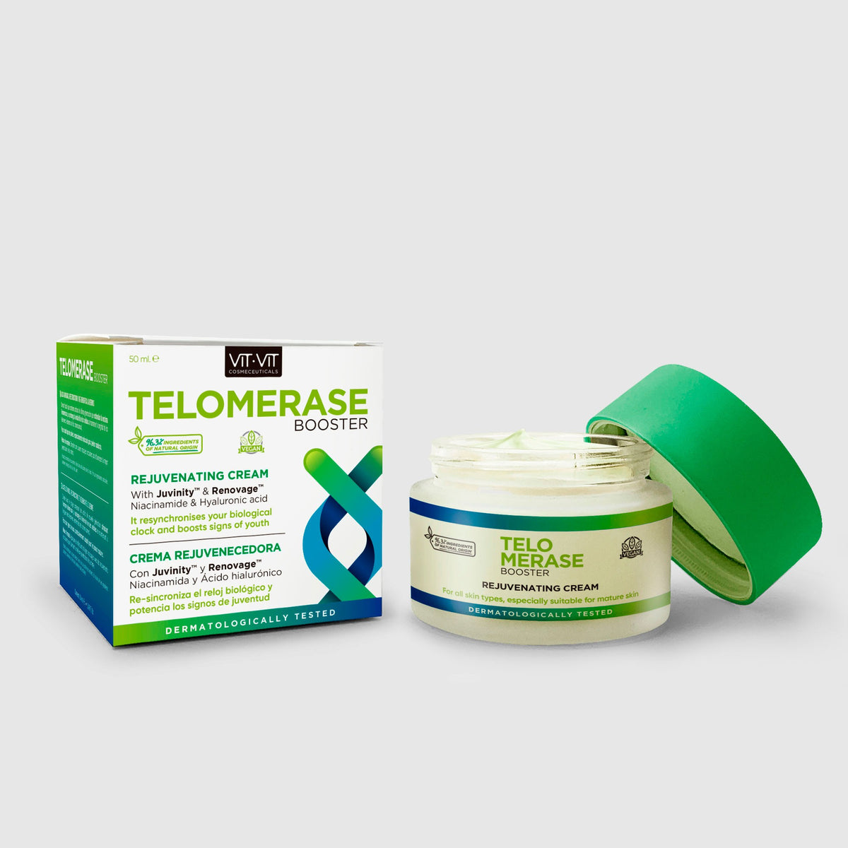CREME DIÁRIO REJUVENESCEDOR TELOMERASE BOOSTER 50ML VIT VIT COSMETICS