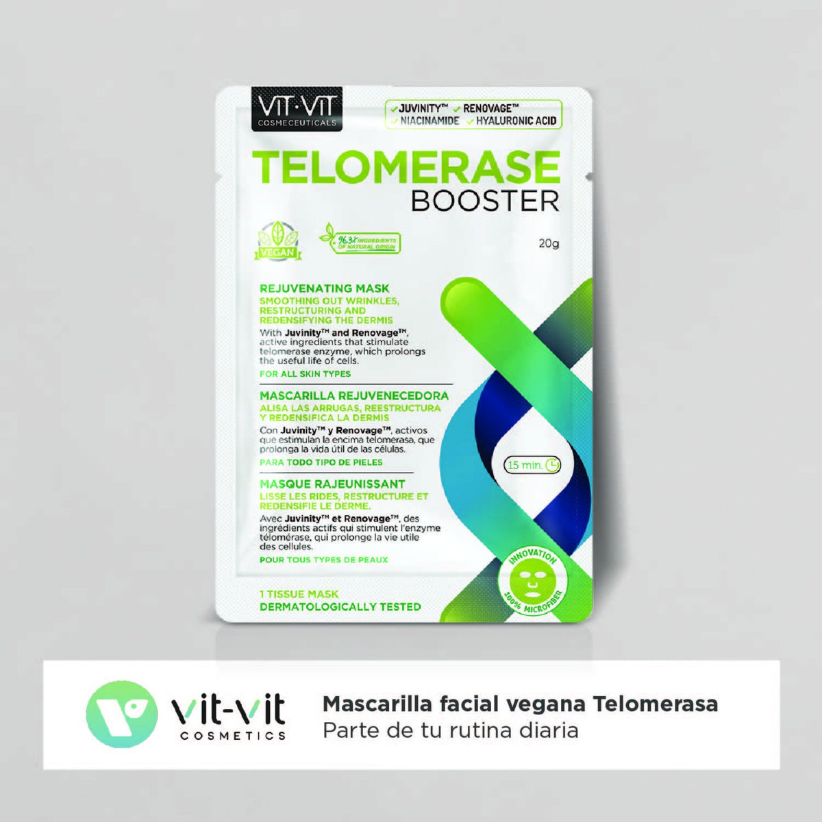 MÁSCARA DE TECIDO FACIAL TELOMERASE BOOSTER VIT VIT COSMETICS 20GR