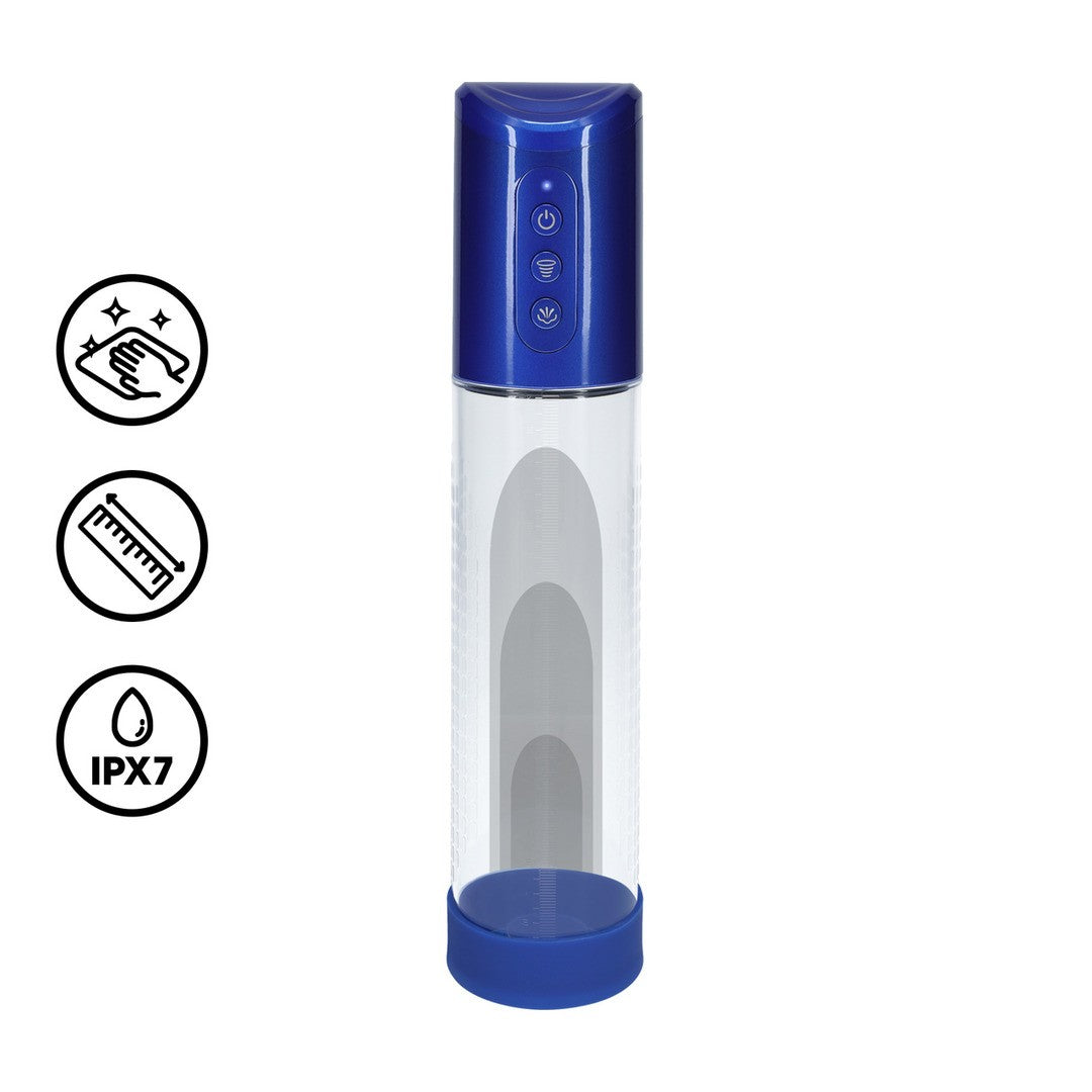 BOMBA RECARREGÁVEL PARA O PÉNIS HYPERPUMP METALLIC BLUE PUMPED