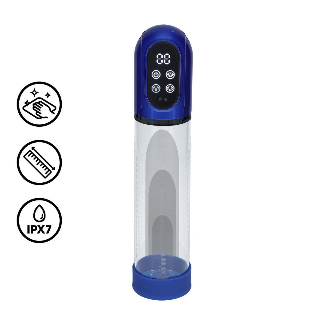 BOMBA PARA O PÉNIS AUTOMÁTICA E MASTURBADOR ENGAGE METALLIC BLUE PUMPED