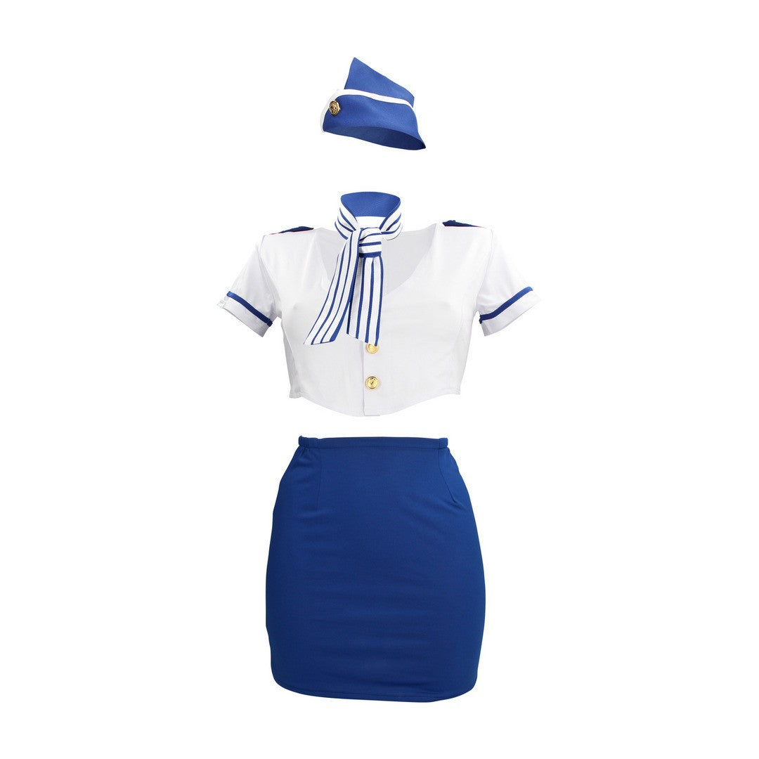 DISFRAZ DE AZAFATA AZUL/BLANCO S-LINE 