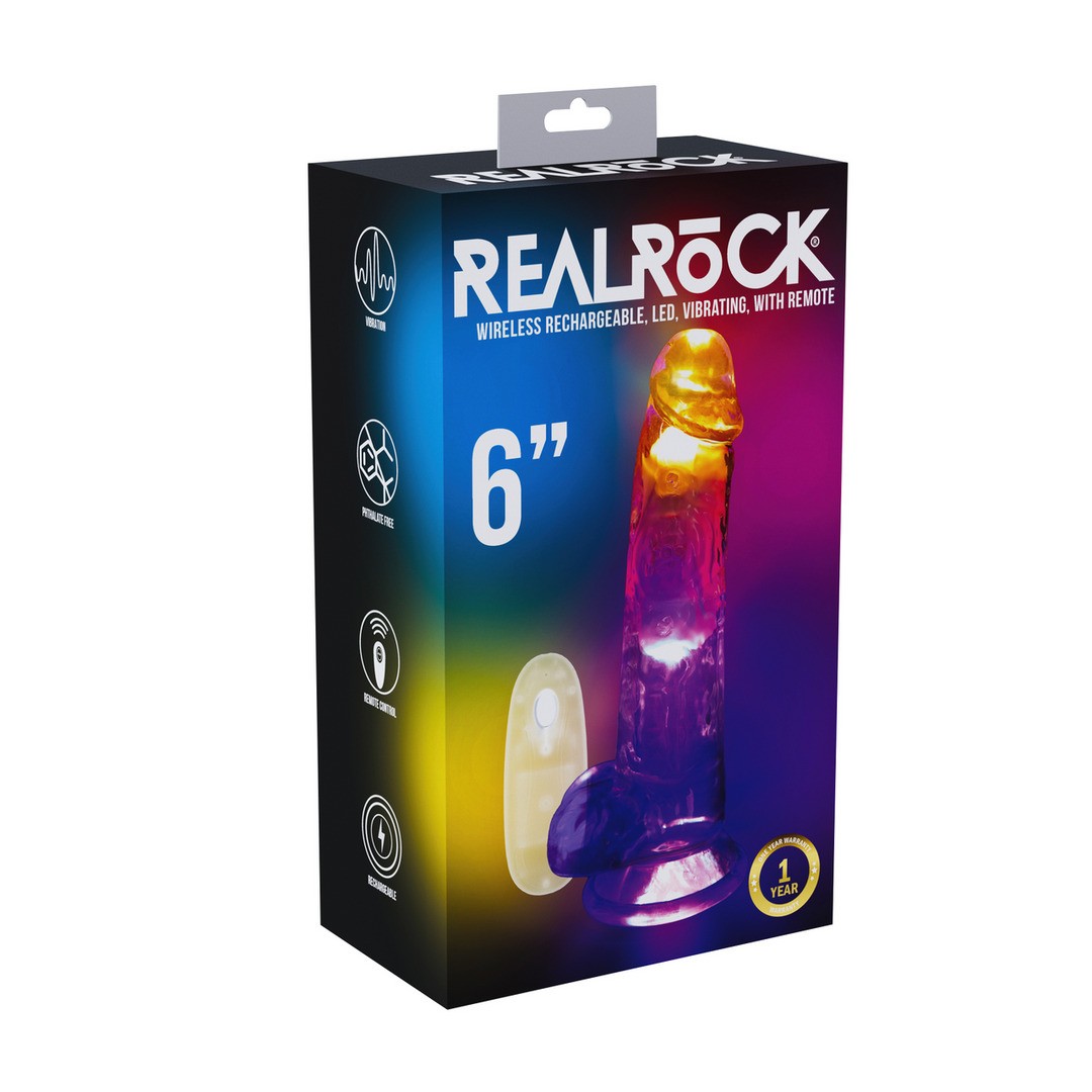 REALROCK LED VIBRATING STRAIGHT COCK WITH BALLS 6 /15 CM 
