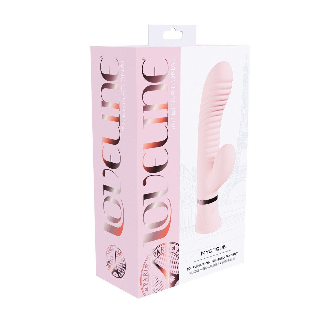VIBRADOR MYSTIQUE RIBBED RABBIT ROSA LOVELINE