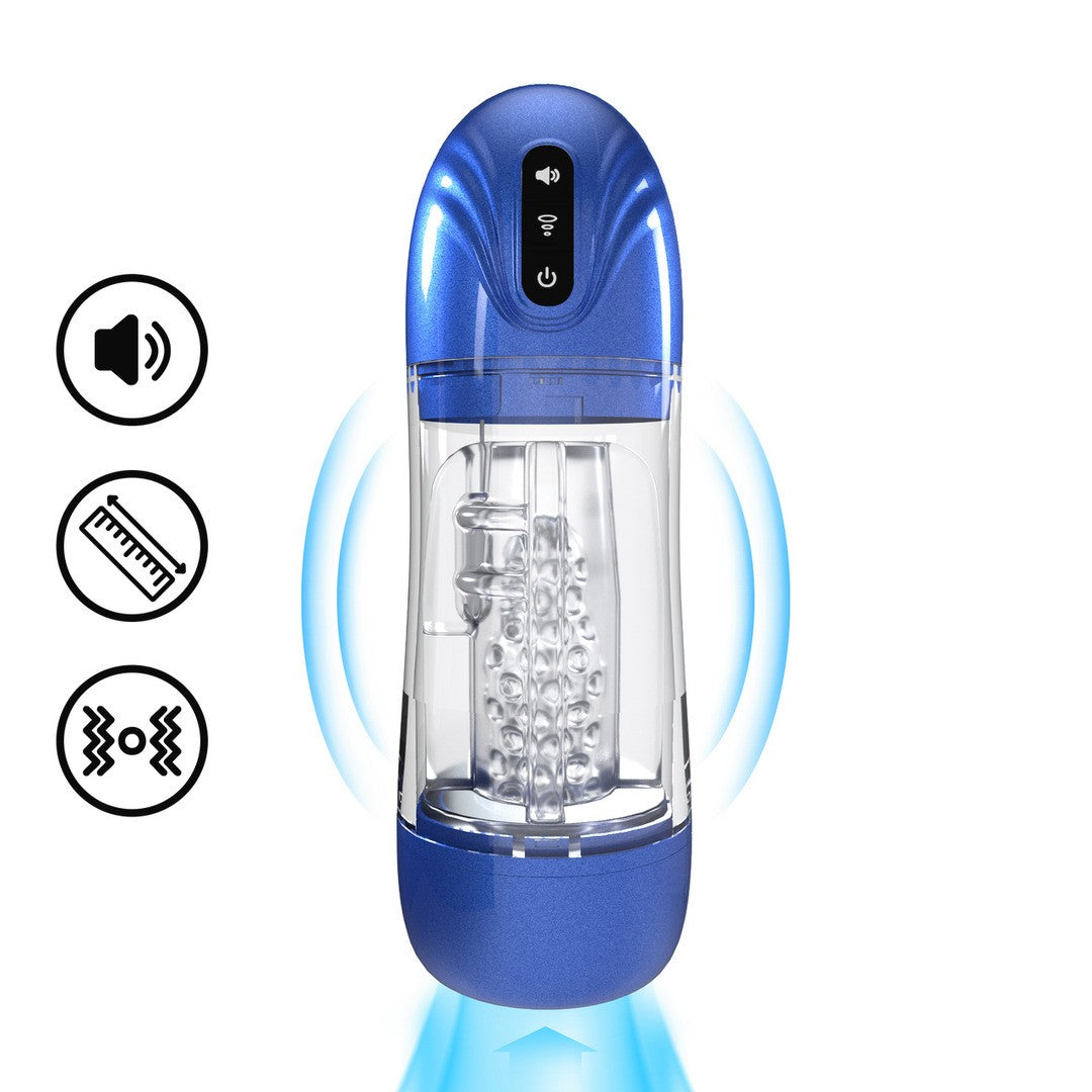 PUMPED SONICPULL SUCTION AND VIBRATION MASTURBATOR PUMP MULTIMEDIA ENHANCED METALLIC BLUE