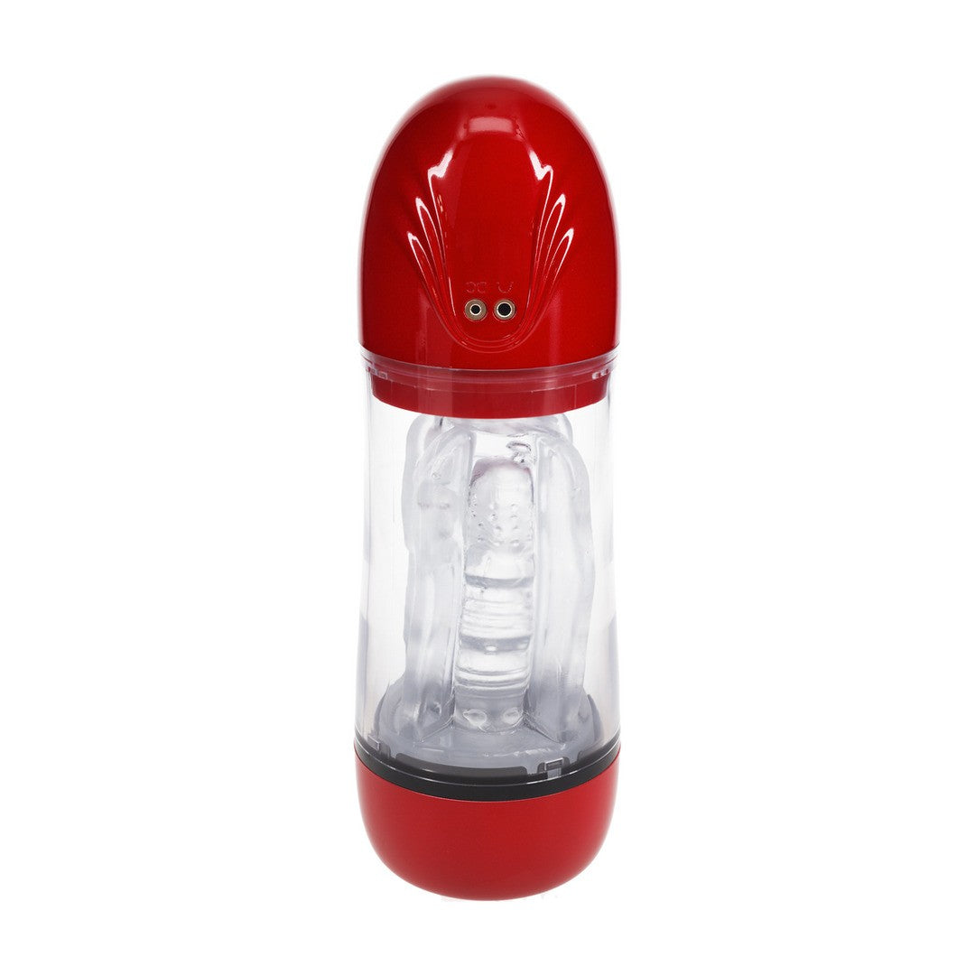 PUMPED SONICPULL SUCTION AND VIBRATION MASTURBATOR PUMP MULTIMEDIA ENHANCED METALLIC RED