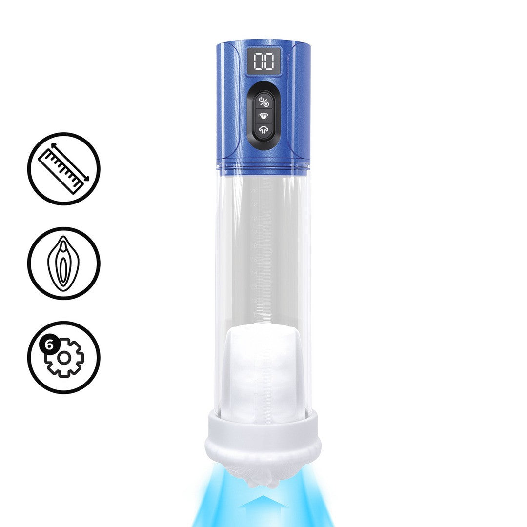 PUMPED MAXLIFT 7 FUNCTION SUCTION MASTURBATOR PUMP METALLIC BLUE