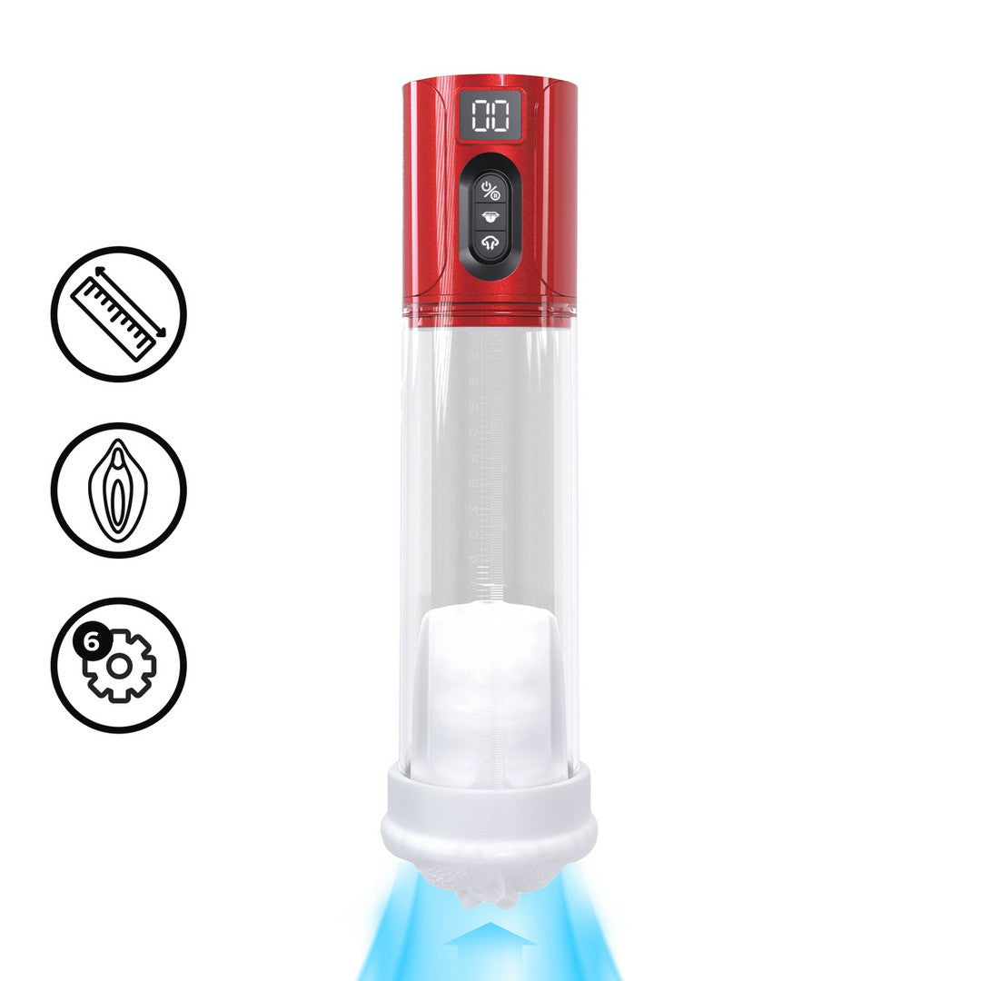 PUMPED MAXLIFT 7 FUNCTION SUCTION MASTURBATOR PUMP METALLIC RED