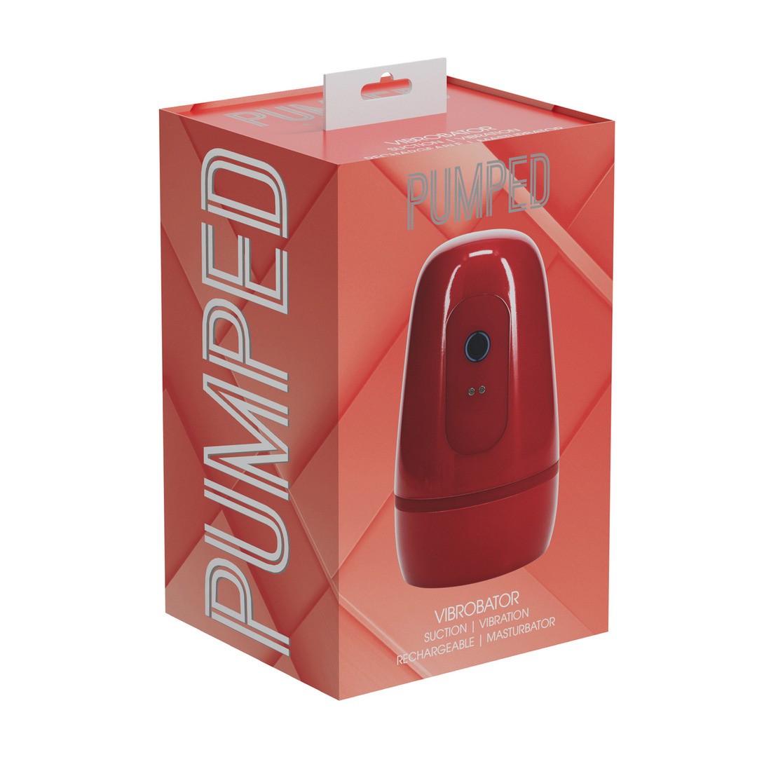 PUMPED PULSAR NEGATIVE PRESSURE SUCTION AND VIBRATION MASTURBATOR PUMP METALLIC RED