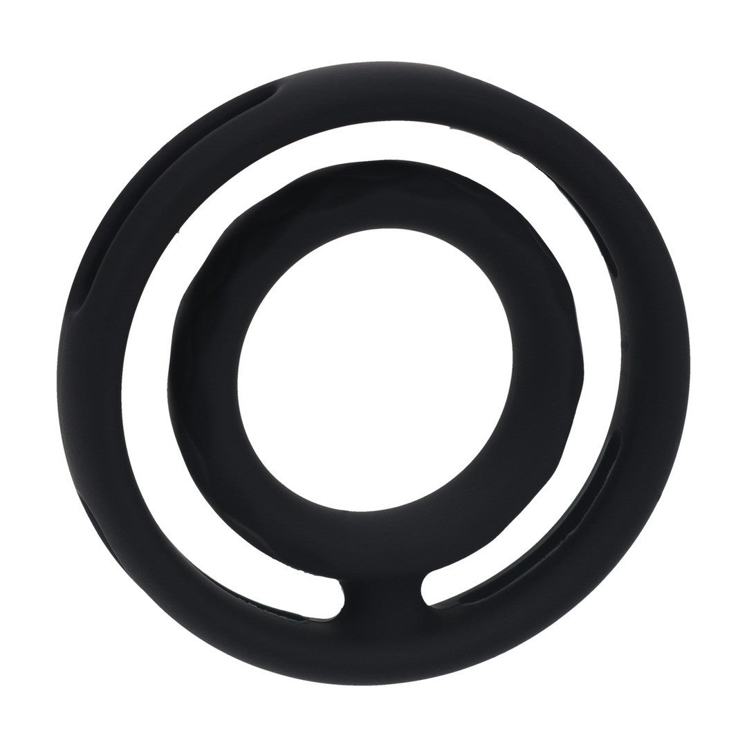 ANEL PARA O PÉNIS E TESTÍCULOS CLÁSSICO EM SILICONE COM ESTRIAS PRETO LEVELZ - Lust Sexshop