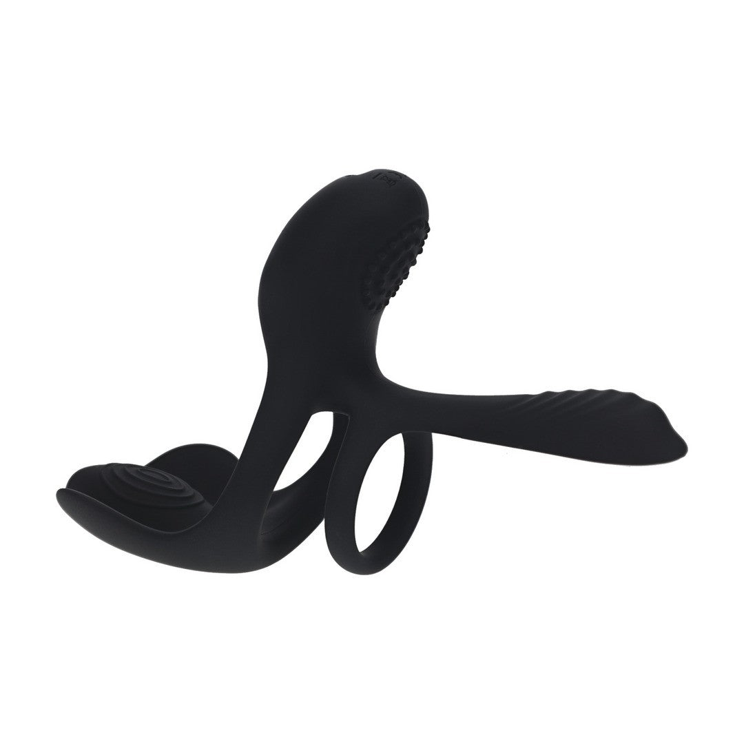 ANEL PARA O PÉNIS EM SILICONE COM VIBRAÇÃO E TRIPLO MOTOR PRETO LEVELZ - Lust Sexshop