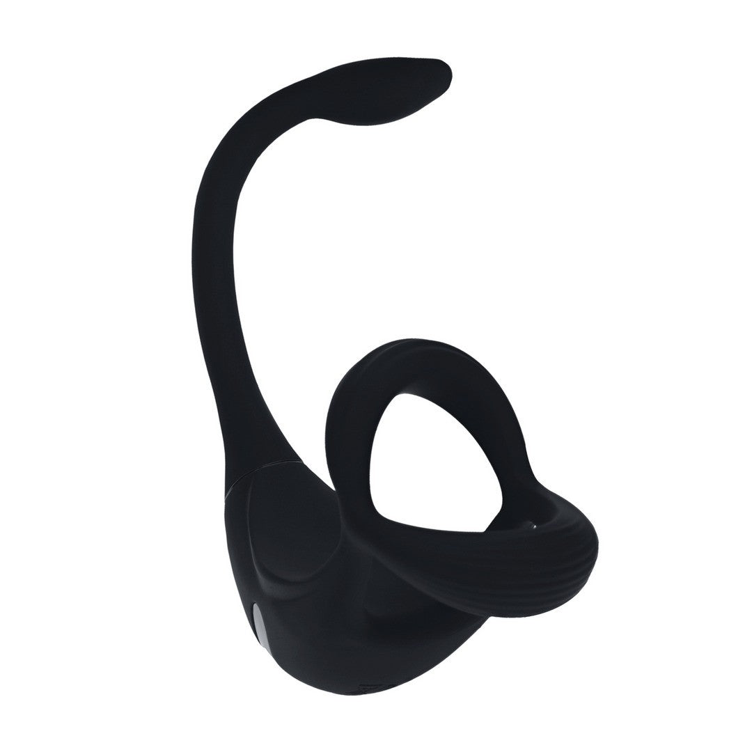 ANEL PARA O PENIS TRI O VIBRATÓRIO DE SILICONE COM COMANDO REMOTO E ESTIMULADOR PRETO LEVELZ - Lust Sexshop