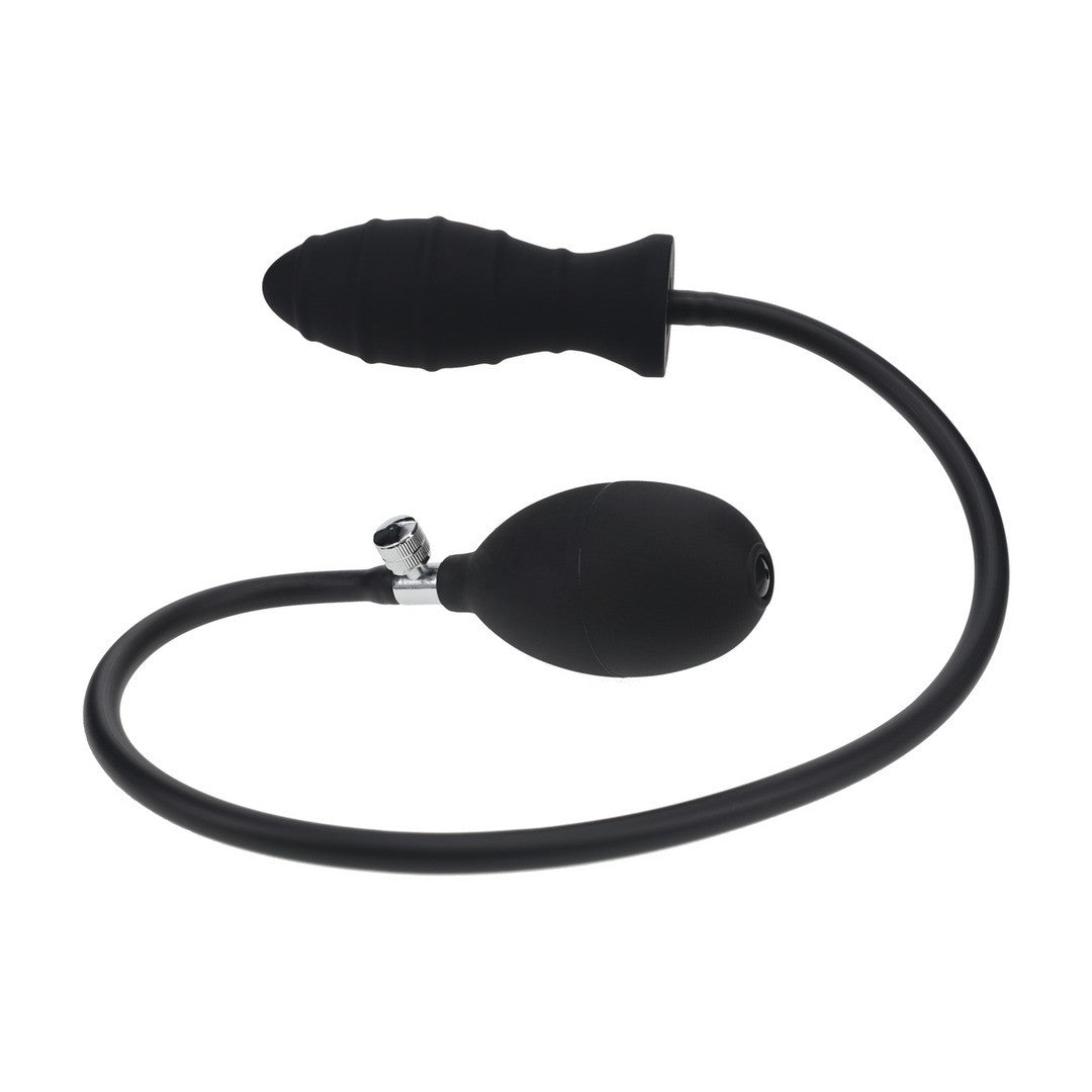 PLUG ANAL DE SILICONE INSUFLÁVEL COM ESTRIAS PRETO LEVELZ