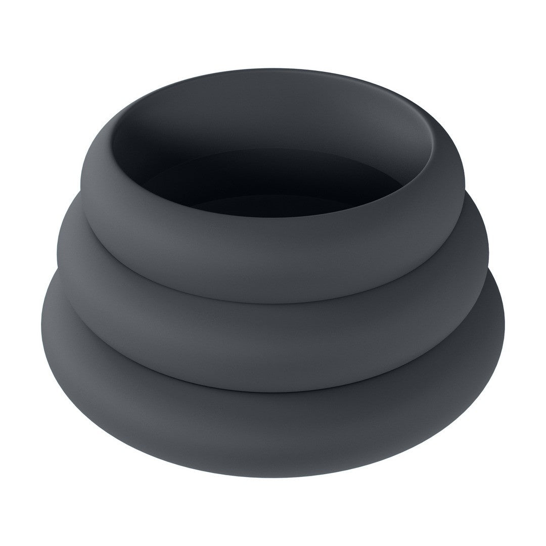 CONJUNTO DE 3 ANÉIS EM SILICONE PARA O PÉNIS WIDE O S/M/L PRETO LEVELZ - Lust Sexshop