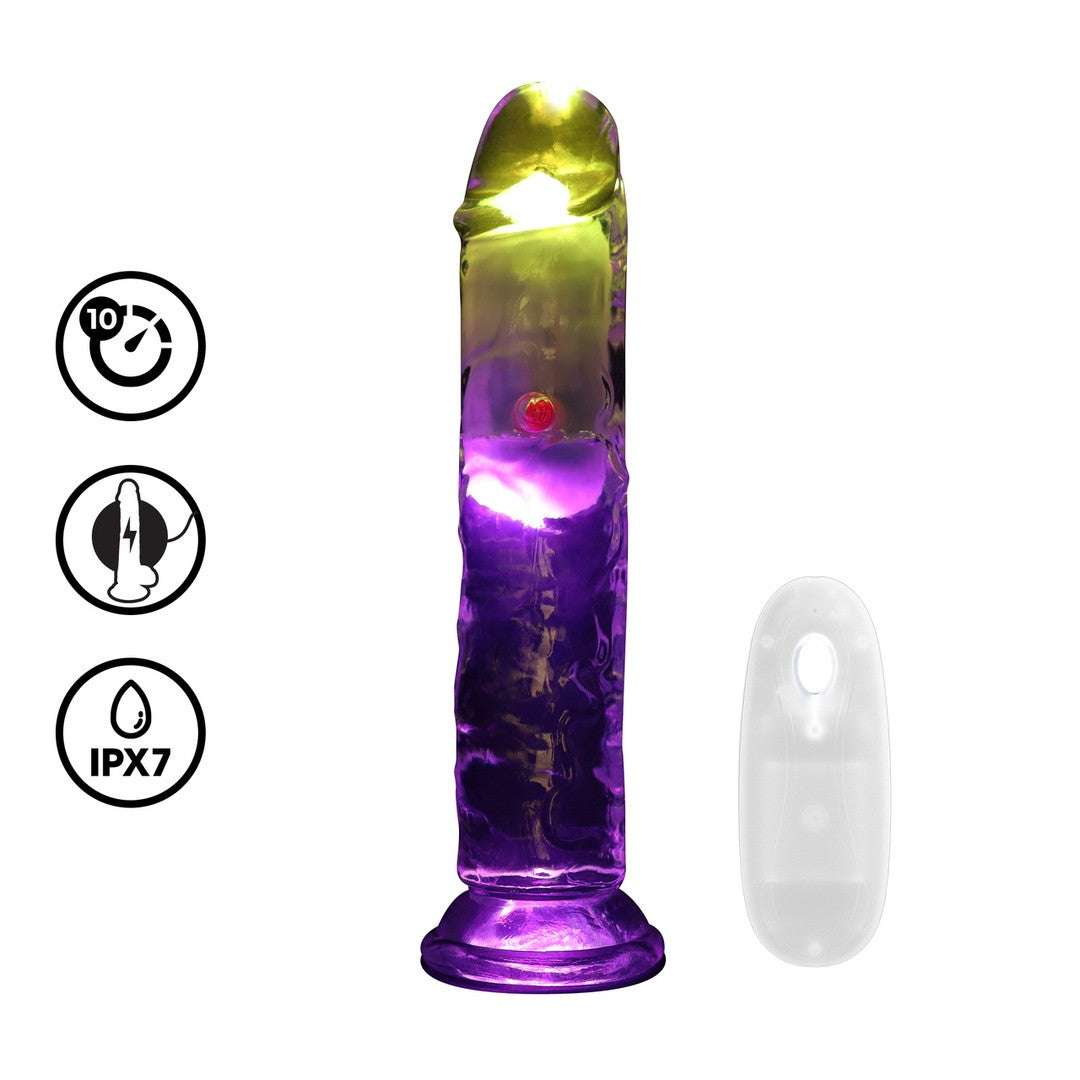 VIBRADOR COM LED E COMANDO LED VIBRATING STRAIGHT COCK 7"/ 18 CM REALROCK