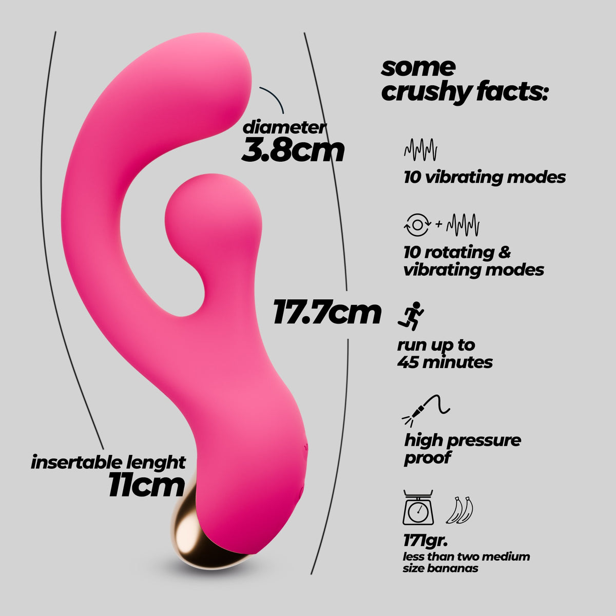 CRUSHIOUS PLEASER VIBRATOR WITH ROTATING STIMULATION