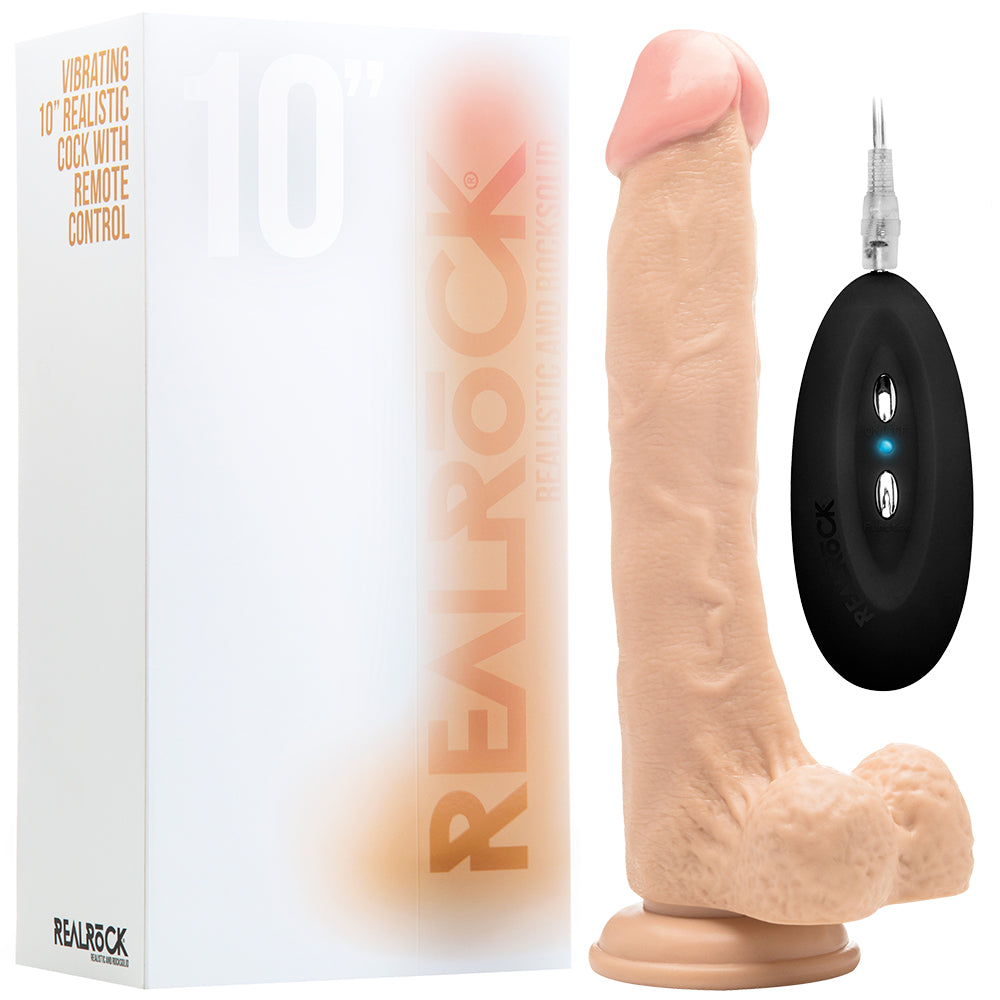VIBRADOR REALÍSTICO COM TESTÍCULOS REALROCK 10” BRANCO - Lust Sexshop
