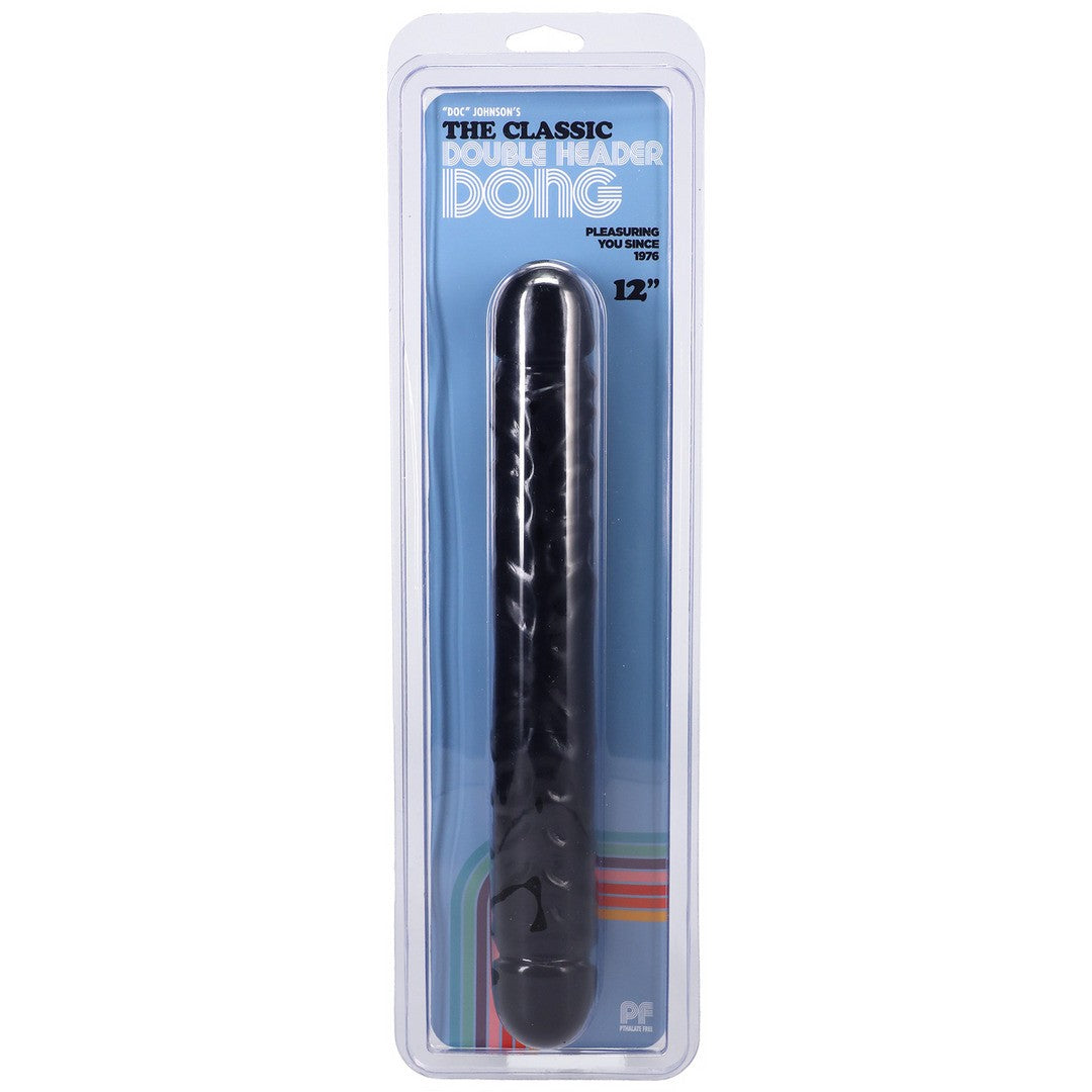 DILDO DUPLO JR. VEINED DOUBLE HEADER 12'' PRETO - Lust Sexshop