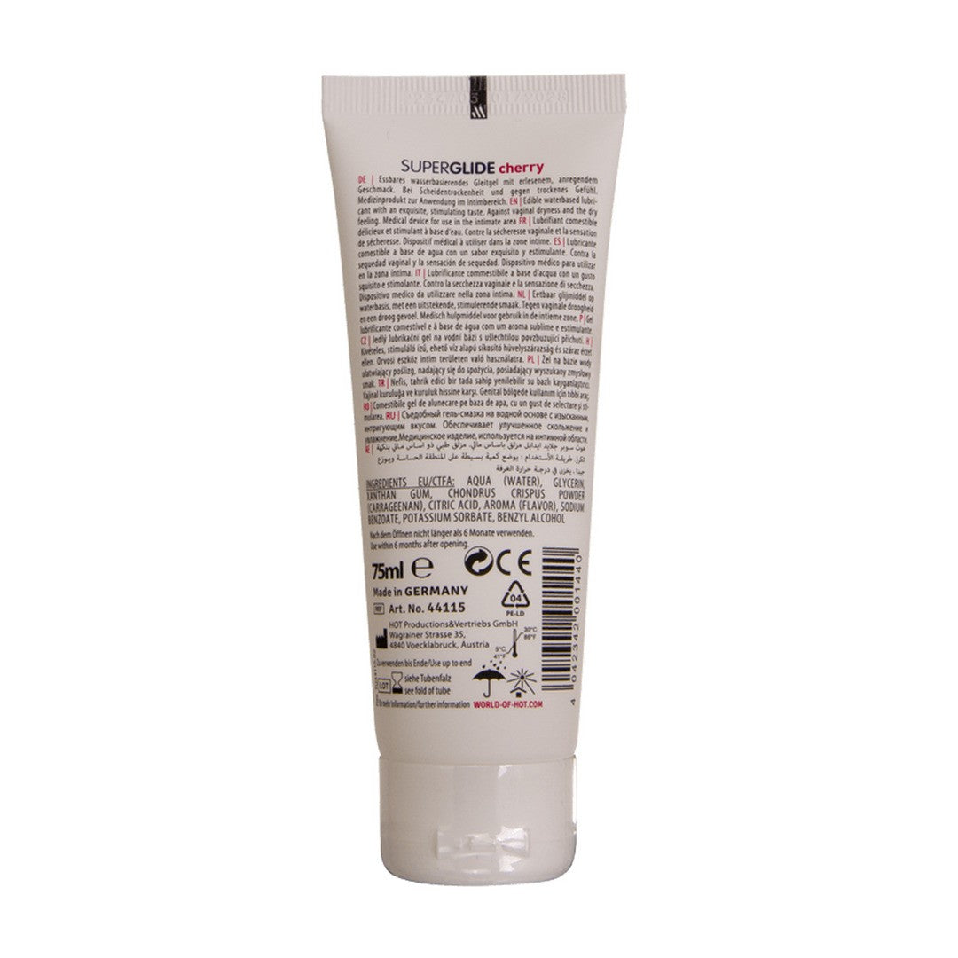 LUBRIFICANTE COMESTÍVEL HOT™ SUPERGLIDE CEREJA 75ML - Lust Sexshop