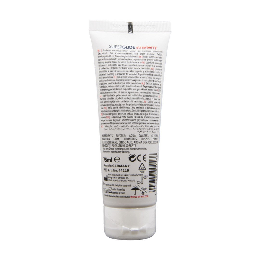 LUBRIFICANTE COMESTÍVEL HOT™ SUPERGLIDE MORANGO 75ML - Lust Sexshop