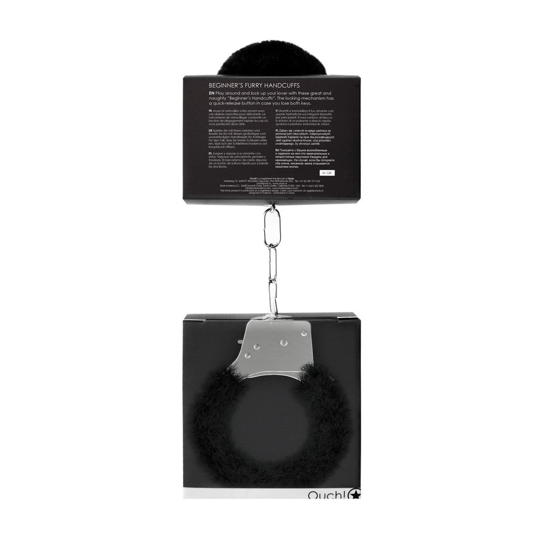ALGEMAS COM PELUCHE BEGINNER'S FURRY HANDCUFFS PRETAS - Lust Sexshop