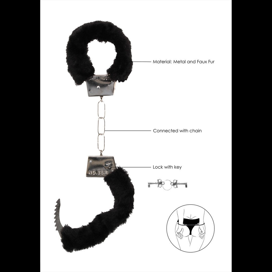 ALGEMAS COM PELUCHE BEGINNER'S FURRY HANDCUFFS PRETAS - Lust Sexshop