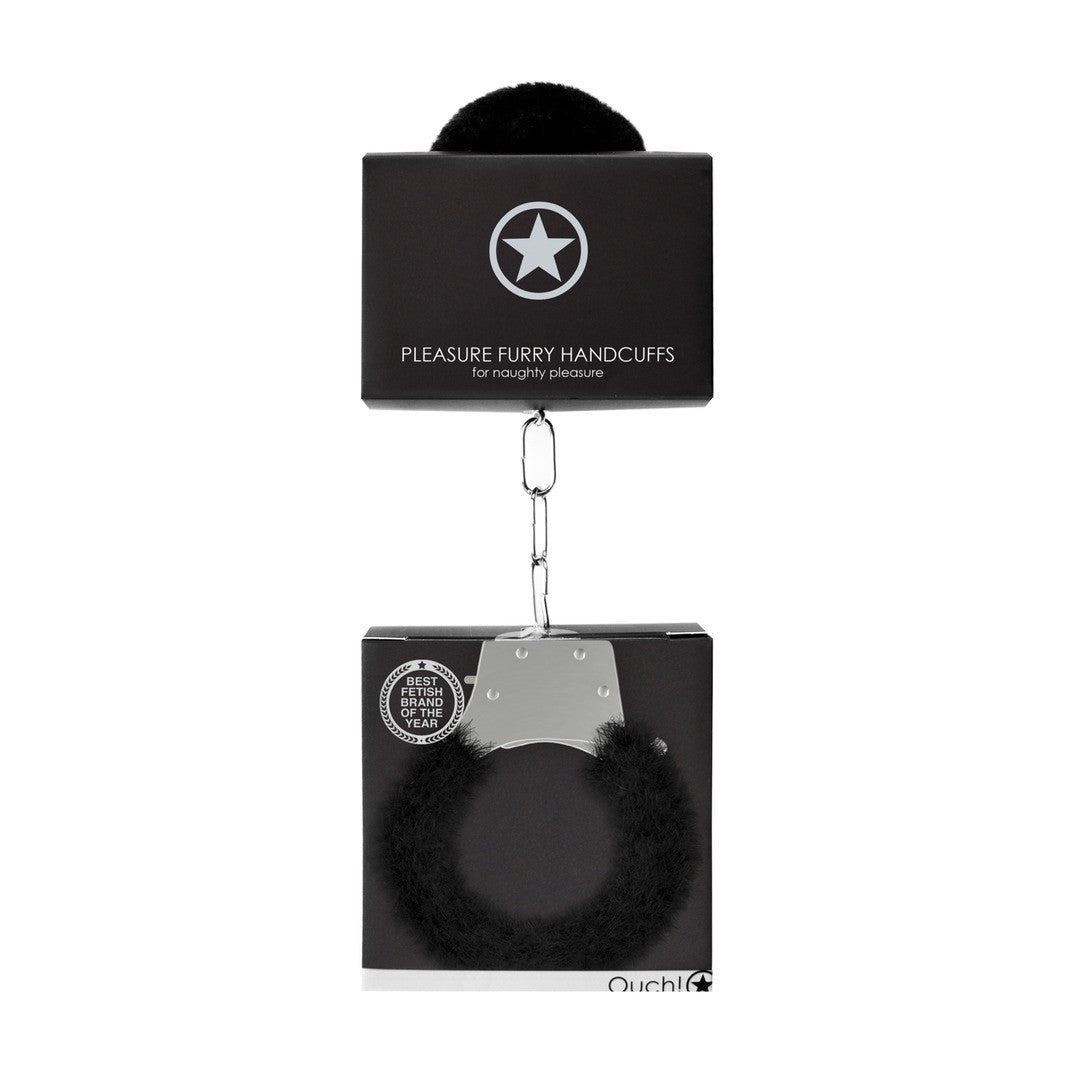 ALGEMAS COM PELUCHE PLEASURE FURRY HANDCUFFS PRETAS - Lust Sexshop