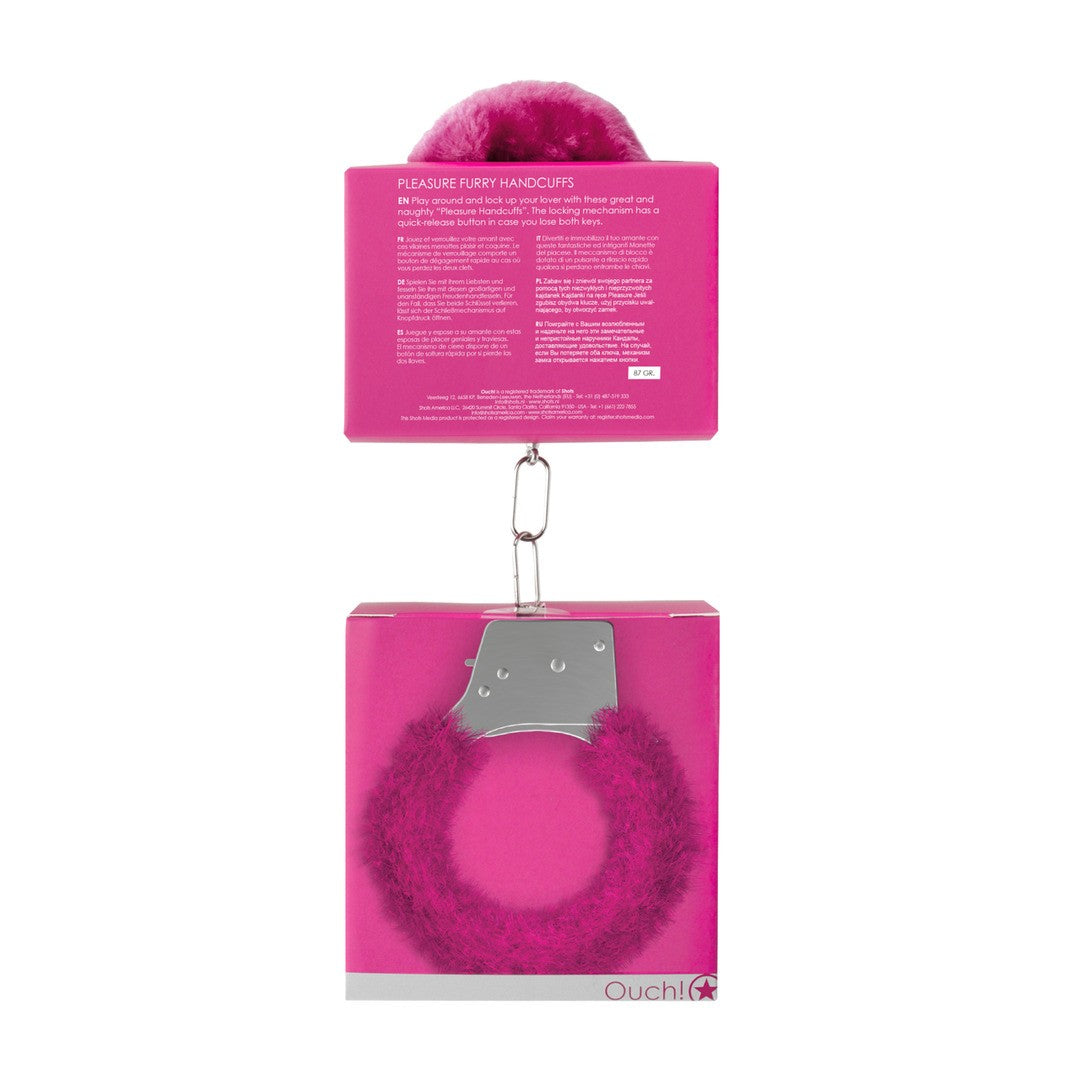 ALGEMAS COM PELUCHE PLEASURE FURRY HANDCUFFS ROSA - Lust Sexshop