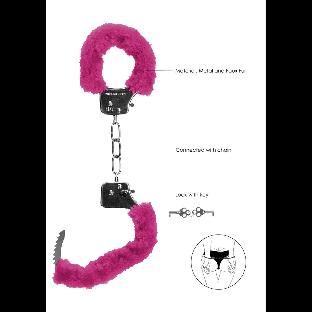 ALGEMAS COM PELUCHE PLEASURE FURRY HANDCUFFS ROSA - Lust Sexshop